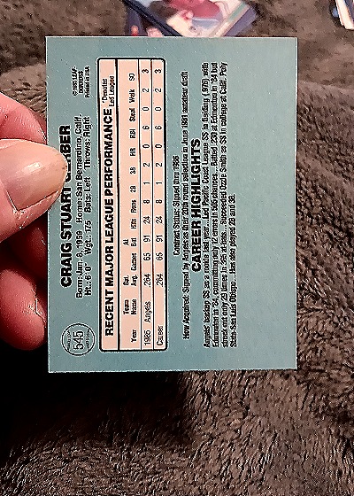 1986 Donruss #545 Craig Stuart Ceriber — front