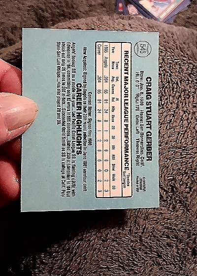 1986 Donruss #545 Craig Stuart Ceriber — back