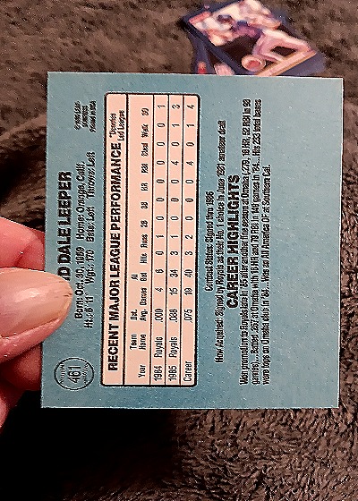 1986 Donruss #461 Dave Leeper — back