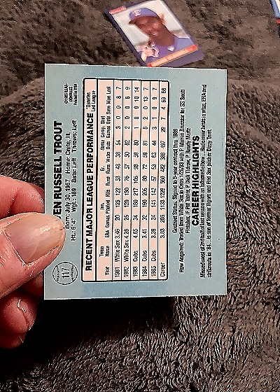 1986 Donruss #117 Steve Trout — back
