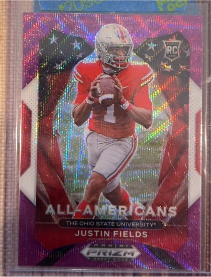 2021 Panini Prizm Draft Picks #192 Justin Fields All-Americans Purple Wave — front