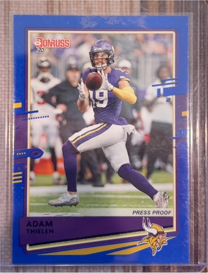 2020 Donruss #160b Adam Thielen Press Proof Blue — front