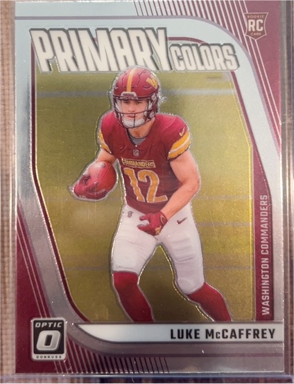 2024 Donruss Optic #15 Luke McCaffrey Primary Colors — front