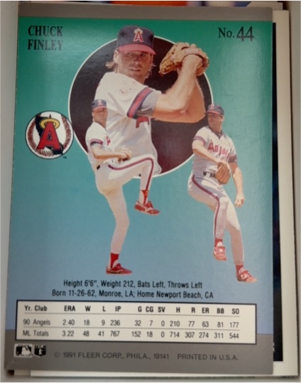 1991 Fleer #44 Chuck Finley — front