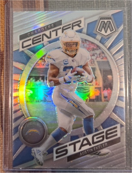 2023 Panini Mosaic Center Stage Silver Prizm #CS-AE Austin Ekeler — front