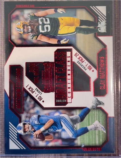 2024 Panini Contenders #24 Matthew Stafford / Clay Matthews Historic Draft Class Contenders — front