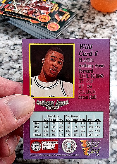 1991-92 Wild Card Collegiate #6 Anthony Avent — back