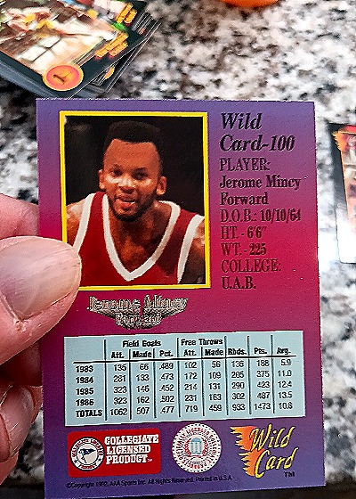 1992 Wild Card #100 Jerome Mincy — back