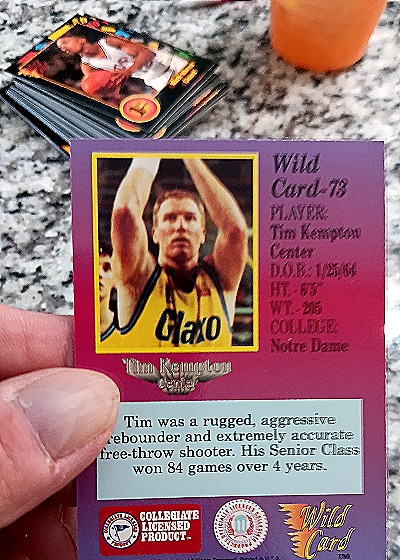 1991-92 Wild Card #73 Tim Kempton — back