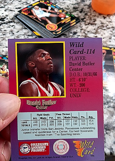 1991-92 Wild Card #114 David Butler — back
