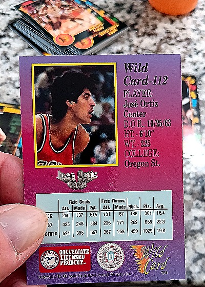 1991 Wild Card #112 José Ortiz — back