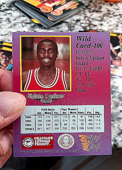 1992 Wild Card #106 Kelvin Upshaw — back