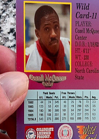 1991 Wild Card #11 Cozell McQueen — back