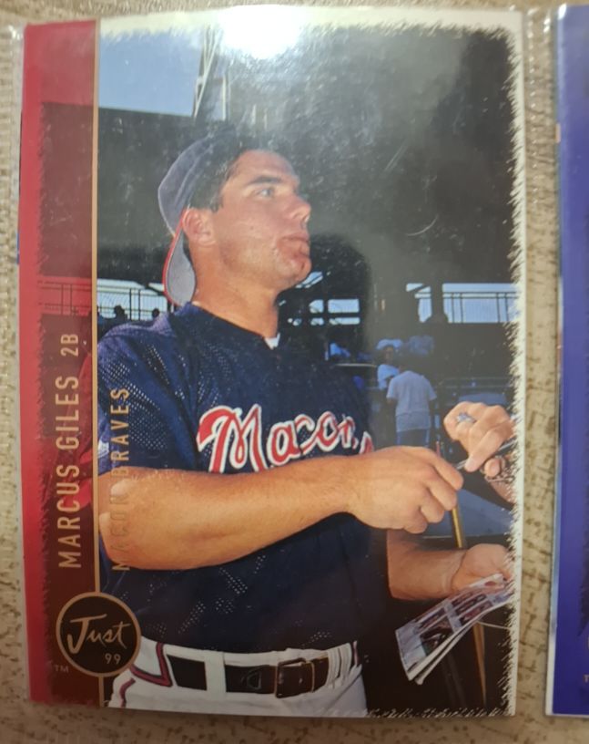 1999 Just #22 Marcus Giles Macon Braves — front