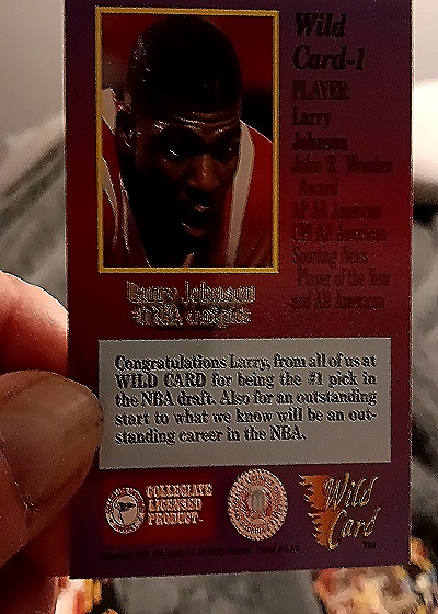 1991 Wild Card #1 Larry Johnson — back