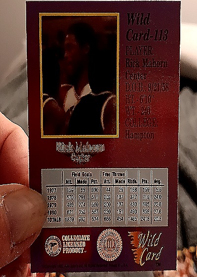 1991 Wild Card #118 Rick Mahorn — back