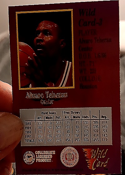 1991-92 Wild Card #3 Alvaro Teheran — back