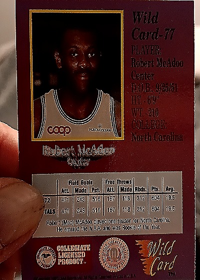 1977 Wild Card #77 Robert McAdoo — back