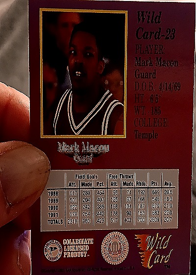 1991-92 Wild Card #23 Mark Macon — back