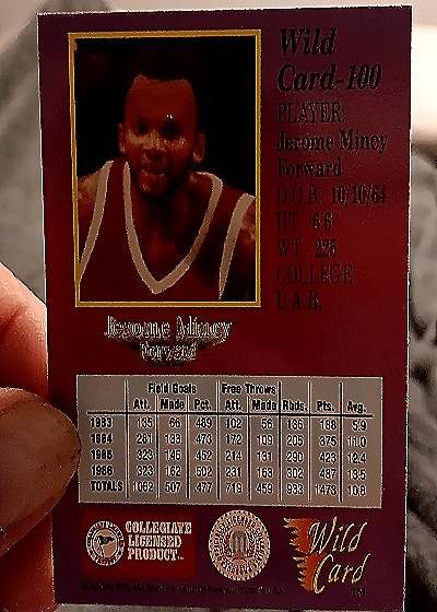1991 Wild Card #100 Jerome Mincy — back