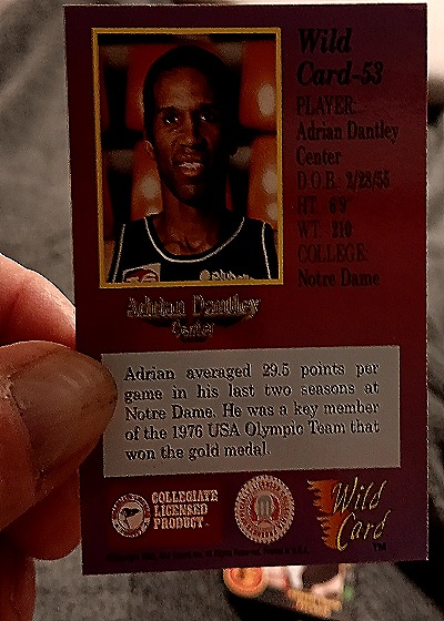 1996 Wild Card #53 Adrian Dantley — back