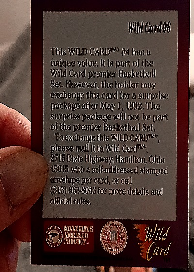 1991 Wild Card #1 Surprise Card — back