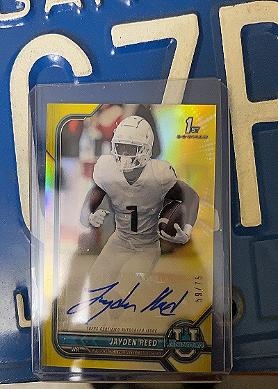 2021 Bowman University Chrome Prospect Autographs #BCPA-JRE Jayden Reed — front