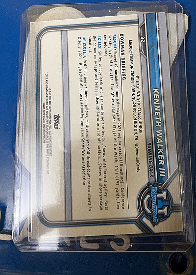 2022 Bowman University Chrome #243 Kenneth Walker III — back