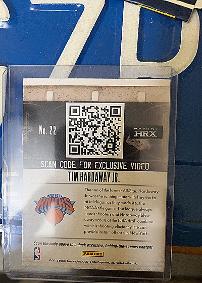 2013-14 Panini Prizm HRX Rookies #22 Tim Hardaway Jr. — back