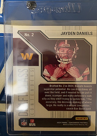 2024 Panini Contenders Draft Class #2 Jayden Daniels — back