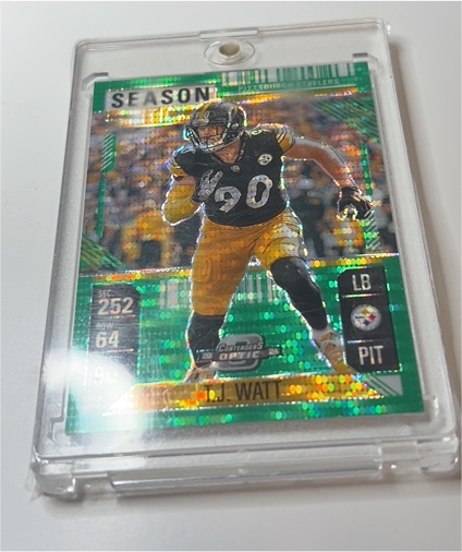 2023 Panini Mosaic #205 T.J. Watt Green Reactive Prizm — front