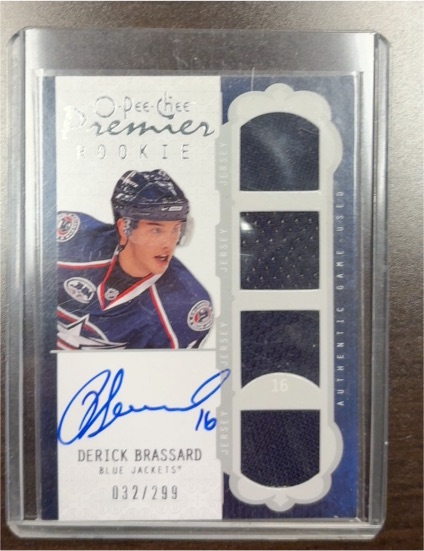 2008-09 O-Pee-Chee Premier #49 Derick Brassard Rookie Jersey Auto — front