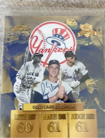 2022 Lightning Legends Gold Limited Edition Yankees Ruth Maris Judge — front