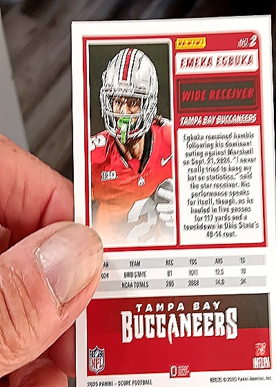 2025 Panini Score #2 Emeka Egbuka — back