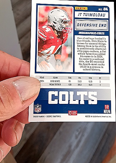 2025 Panini Score-A-Treat #84 JT Tuimoloau — back