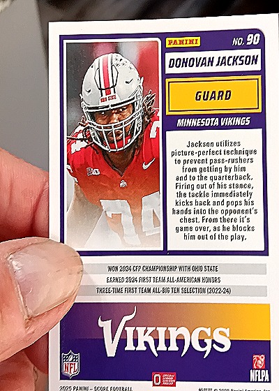 2025 Panini Score #90 Donovan Jackson — back