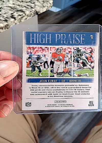 2018 Panini Classics High Praise #11 John Elway — back