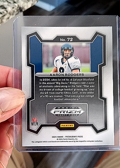 2024 Panini Prizm Draft Picks #72 Aaron Rodgers — back