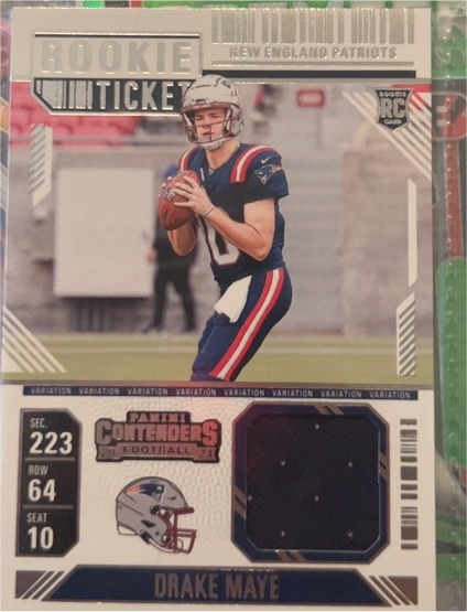 2024 Panini Contenders Rookie Ticket Swatches Variation #RTS-DME Drake Maye — front