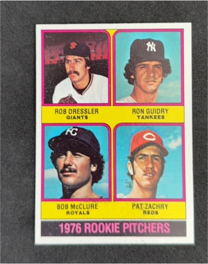 1976 Topps #599 Rookie Pitchers Rob Dressler / Ron Guidry / Bob McClure / Pat Zachry — front