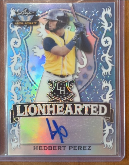 2021 Leaf Valiant #LH-HP1 Hedbert Perez Lionhearted Autographs — front