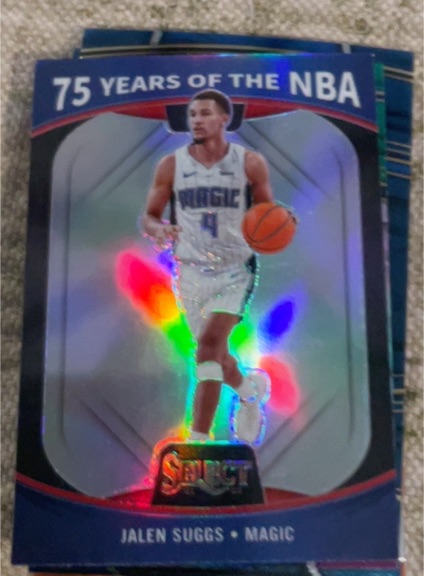 2021-22 Panini Select #71 Jalen Suggs Orlando Magic 75 Years of the NBA Silver Prizm — front
