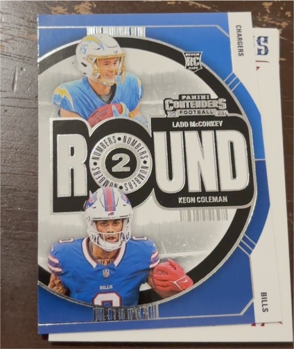 2024 Panini Contenders Round Numbers #9 Ladd McConkey & Keon Coleman Rookie Card — front