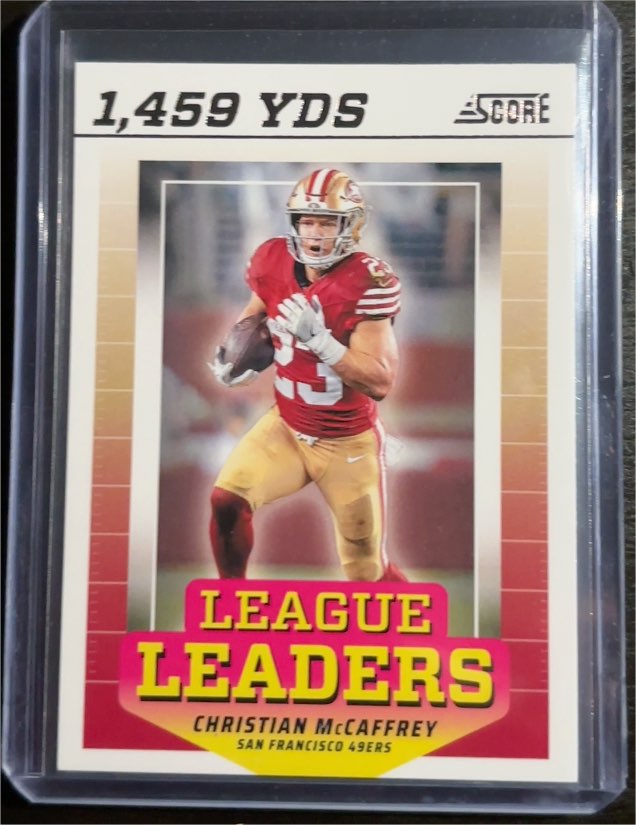 2024 Score League Leaders #LL-CMY Christian McCaffrey — front