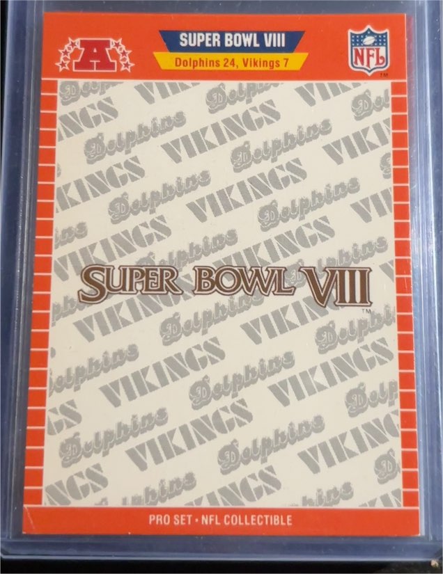 1989 Pro Set Super Bowl VIII #VIII Miami Dolphins / Minnesota Vikings — front