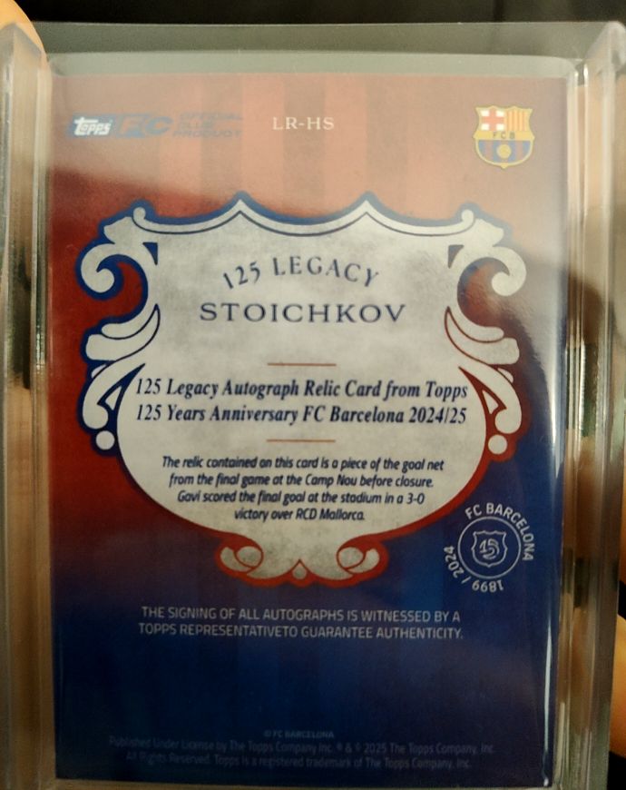 2024 Topps FC Barcelona 125 Legacy Autograph Relic #LR-HS Stoichkov — front