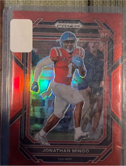 2023 Panini Prizm Jonathan Mingo Red Wave Prizm RC Ole Miss — front
