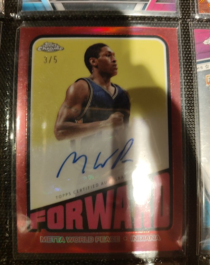2023-24 Topps Chrome 1972 Topps Auto Metta World Peace Autograph Card #TA-MWP — front