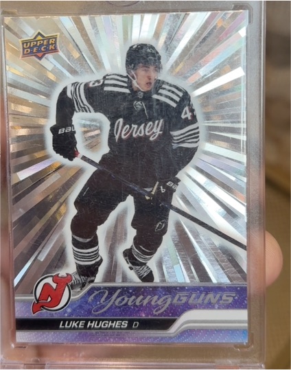 2023-24 Upper Deck Series 1 Young Guns Outburst Silver #248 Luke Hughes — front