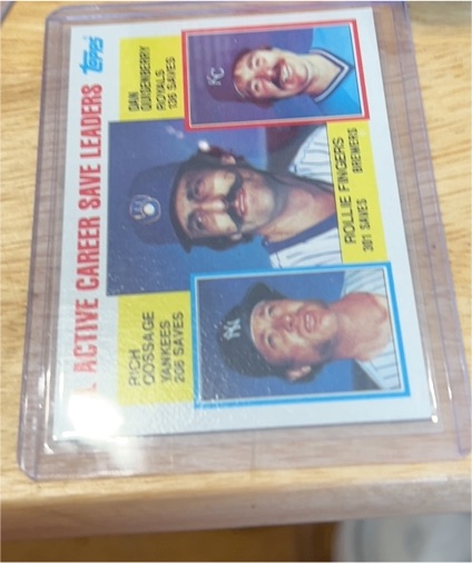 1984 Topps #718 AL Active Career Save Leaders Rollie Fingers Rich Gossage Dan Quisenberry — front